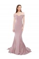 Rose poussiéreux Sirène Épaule Dénudée Balayage train Crêpe Stretch Longue Formelles Robes demoiselle d'honneur / Robes de soirée / Robes de bal en Gros