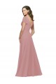 Rose poussiéreux Trapèze Col V Mousseline Longue Robes demoiselle d'honneur en Gros