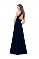 Rose poussiéreux Trapèze Col bijou Col Haut Crêpe Stretch Longue Robes demoiselle d'honneur / Robes de bal en Gros