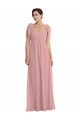 Rose poussiéreux Trapèze Licou Mousseline Longue Robes demoiselle d'honneur en Gros
