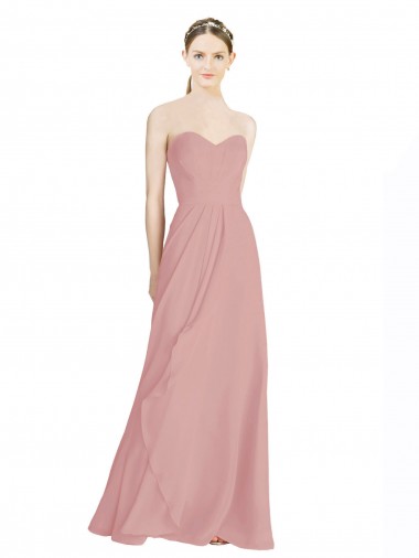 Rose poussiéreux Trapèze Mousseline Longue Robes demoiselle d'honneur en Gros