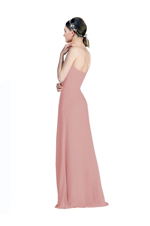 Rose poussiéreux Trapèze Mousseline Longue Robes demoiselle d'honneur en Gros