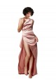 Rose poussiéreux Trapèze Satiné Soyeux Longue Formelles Robes demoiselle d'honneur / Robes de soirée / Robes de bal en Gros