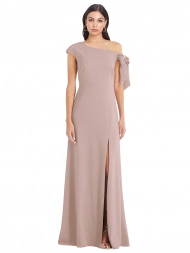 Rose poussiéreux Trapèze Épaule Dénudée Crêpe Stretch Longue Formelles Robes demoiselle d'honneur / Robes de soirée / Robes de bal en Gros