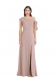 Rose poussiéreux Trapèze Épaule Dénudée Crêpe Stretch Longue Formelles Robes demoiselle d'honneur / Robes de soirée / Robes de bal en Gros