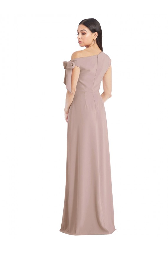 Rose poussiéreux Trapèze Épaule Dénudée Crêpe Stretch Longue Formelles Robes demoiselle d'honneur / Robes de soirée / Robes de bal en Gros