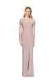 Rose poussiéreux Trompette Épaule Dénudée Crêpe Stretch Longue Robes demoiselle d'honneur / Robes de bal en Gros