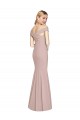 Rose poussiéreux Trompette Épaule Dénudée Crêpe Stretch Longue Robes demoiselle d'honneur / Robes de bal en Gros
