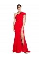Rouge Fourreau Balayage train Crêpe Stretch Longue Robes demoiselle d'honneur / Robes de bal en Gros