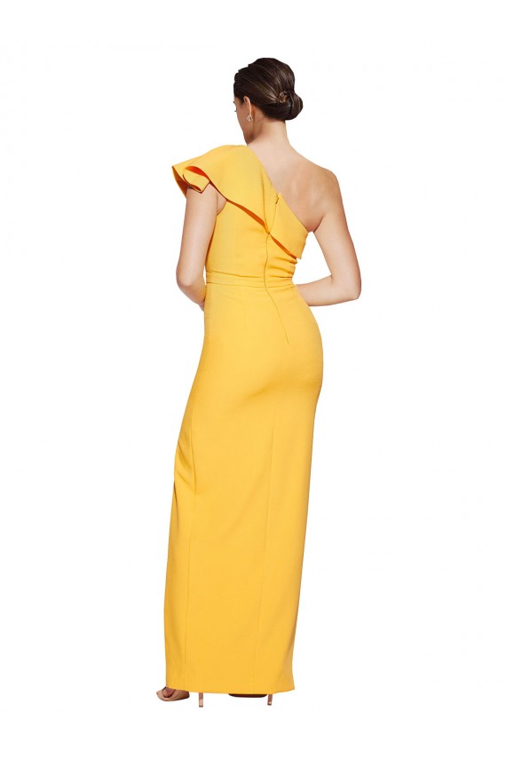 Safran Fourreau Crêpe Stretch Longue Formelles Robes demoiselle d'honneur / Robes de soirée / Robes de bal en Gros