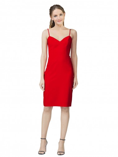 Rouge Fourreau Crêpe Stretch Courte Robes demoiselle d'honneur / Robes de soirée / Robes de cocktail en Gros
