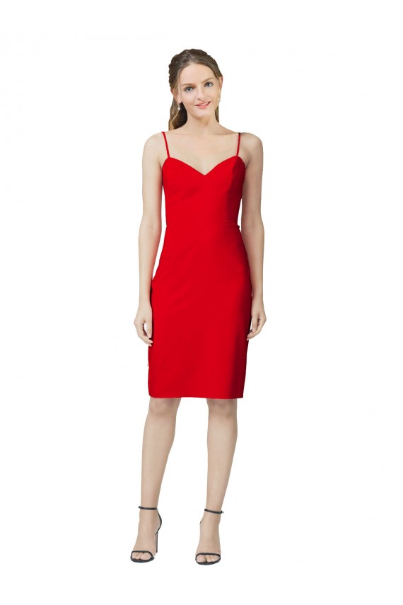 Rouge Fourreau Crêpe Stretch Courte Robes demoiselle d'honneur / Robes de soirée / Robes de cocktail en Gros
