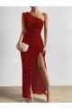 Rouge Fourreau Paillettes Velours Longue Robes de bal en Gros