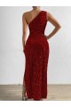 Rouge Fourreau Paillettes Velours Longue Robes de bal en Gros