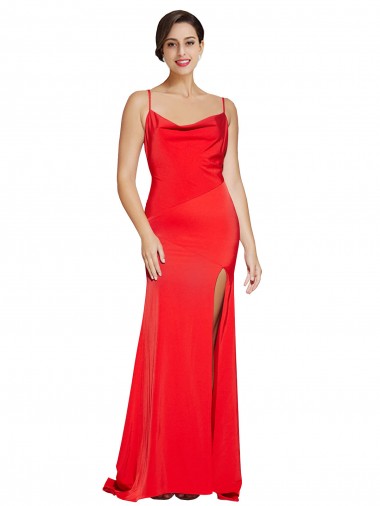 Rouge Fourreau Sans bretelle Satiné Stretch Longue Formelles Robes demoiselle d'honneur / Robes de soirée / Robes de bal en Gros