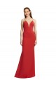 Rouge Sirène Bretelles spaghetti Col V Crêpe Stretch Longue Formelles Robes demoiselle d'honneur / Robes de soirée / Robes de bal en Gros