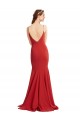 Rouge Sirène Bretelles spaghetti Col V Crêpe Stretch Longue Formelles Robes demoiselle d'honneur / Robes de soirée / Robes de bal en Gros