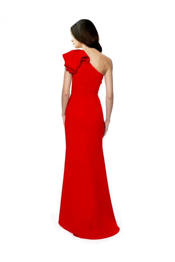 Rouge Sirène Col Haut Crêpe Stretch Longue Formelles Robes demoiselle d'honneur / Robes de soirée / Robes de bal en Gros