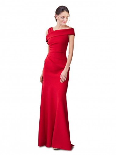 Rouge Sirène Crêpe Stretch Longue Formelles Robes demoiselle d'honneur / Robes de soirée / Robes de bal en Gros