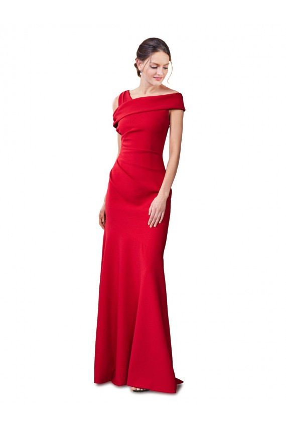 Rouge Sirène Crêpe Stretch Longue Formelles Robes demoiselle d'honneur / Robes de soirée / Robes de bal en Gros