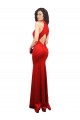 Rouge Sirène Licou Satiné Stretch Longue Formelles Robes demoiselle d'honneur / Robes de soirée / Robes de bal en Gros