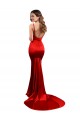 Rouge Sirène Satiné Stretch Longue Formelles Robes demoiselle d'honneur / Robes de soirée / Robes de bal en Gros