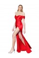 Rouge Sirène Épaule Dénudée Satiné Stretch Longue Formelles Robes demoiselle d'honneur / Robes de soirée / Robes de bal en Gros