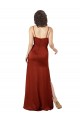 Rouge Trapèze Bretelles spaghetti Col Carré Satiné Soyeux Longue Formelles Robes demoiselle d'honneur / Robes de soirée / Robes de bal en Gros