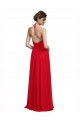 Rouge Trapèze Bretelles spaghetti Col V Mousseline Longue Robes demoiselle d'honneur en Gros