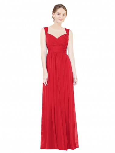 Rouge Trapèze Mousseline Longue Robes demoiselle d'honneur en Gros