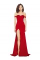 Rouge Trapèze Épaule Dénudée Satiné Soyeux Longue Formelles Robes demoiselle d'honneur / Robes de soirée / Robes de bal en Gros