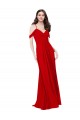 Rouge foncé Trapèze Col V Mousseline Longue Robes demoiselle d'honneur en Gros