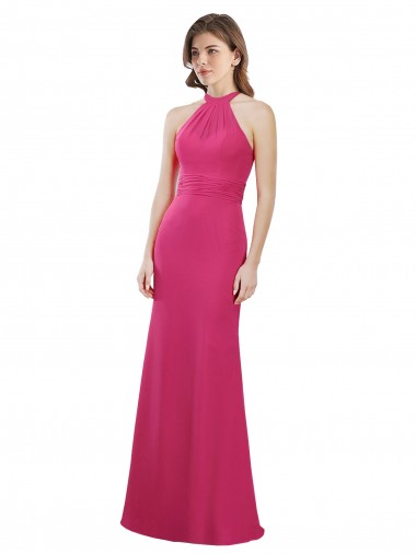 Rubis Trapèze Licou Mousseline Longue Robes demoiselle d'honneur en Gros
