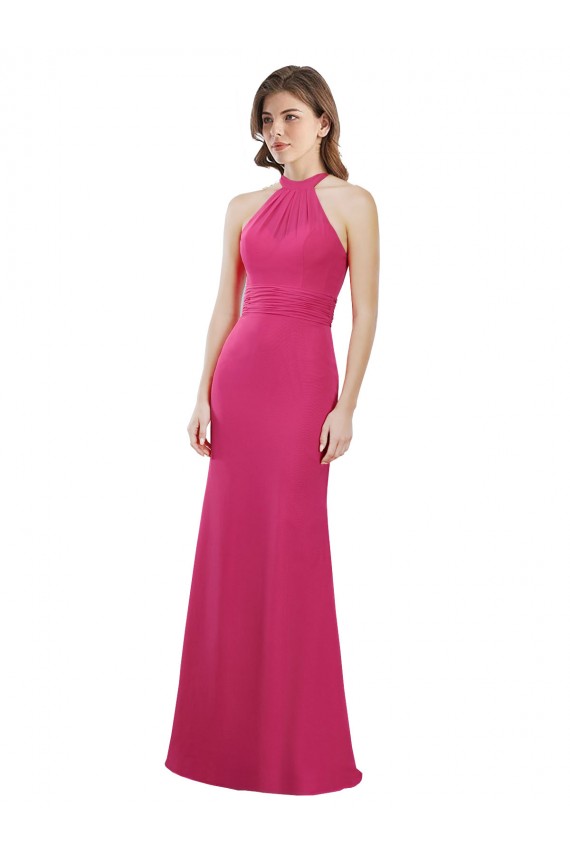 Rubis Trapèze Licou Mousseline Longue Robes demoiselle d'honneur en Gros