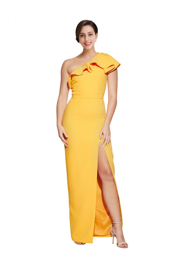 Safran Fourreau Crêpe Stretch Longue Formelles Robes demoiselle d'honneur / Robes de soirée / Robes de bal en Gros