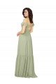 Safran Trapèze Col V Mousseline Longue Robes demoiselle d'honneur en Gros