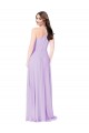 Safran Trapèze Col V Mousseline Longue Robes demoiselle d'honneur en Gros