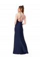 Saphir Fourreau Col Haut Satiné Soyeux Longue Formelles Robes demoiselle d'honneur / Robes de soirée / Robes de bal en Gros
