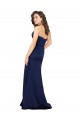 Saphir Trapèze Sans bretelle Satiné Soyeux Longue Formelles Robes demoiselle d'honneur / Robes de soirée / Robes de bal en Gros