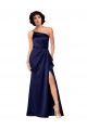 Saphir Trapèze Satiné Soyeux Longue Formelles Robes demoiselle d'honneur / Robes de soirée / Robes de bal en Gros
