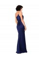 Saphir Trapèze Satiné Soyeux Longue Formelles Robes demoiselle d'honneur / Robes de soirée / Robes de bal en Gros