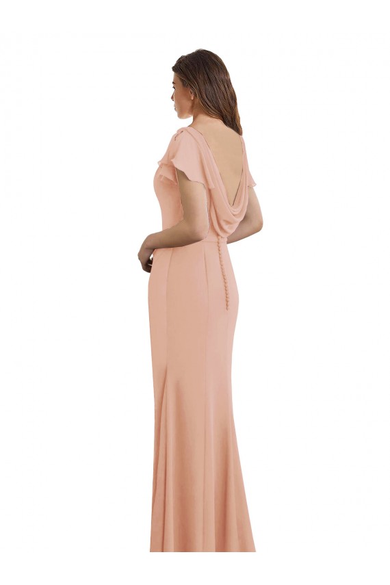 Sirène Col Bateau Col Haut Mousseline Longue Robes demoiselle d'honneur / Robes de bal en Gros