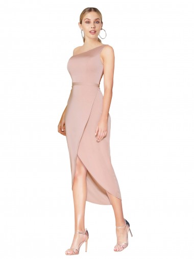Sirène Col Haut Crêpe Stretch Courte Asymétrique Robes demoiselle d'honneur / Robes de soirée / Robes de cocktail en Gros