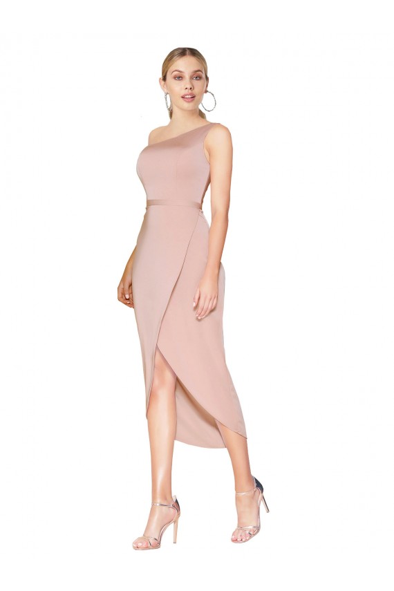 Sirène Col Haut Crêpe Stretch Courte Asymétrique Robes demoiselle d'honneur / Robes de soirée / Robes de cocktail en Gros
