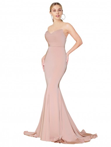 Sirène Col Haut Crêpe Stretch Longue Formelles Robes demoiselle d'honneur / Robes de soirée / Robes de bal en Gros