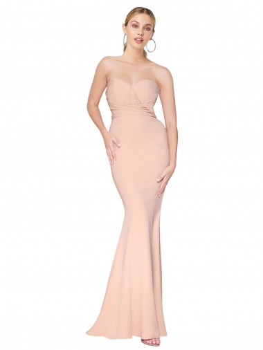 Sirène Col Haut Crêpe Stretch Longue Formelles Robes demoiselle d'honneur / Robes de soirée / Robes de bal en Gros
