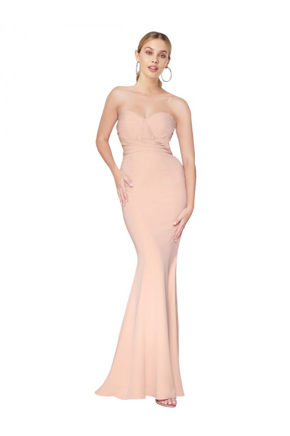 Sirène Col Haut Crêpe Stretch Longue Formelles Robes demoiselle d'honneur / Robes de soirée / Robes de bal en Gros
