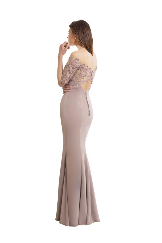 Sirène Col Haut Mousseline Dentelle Longue Robes demoiselle d'honneur en Gros