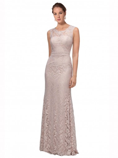 Sirène Illusion Scoop Dentelle Longue Robes demoiselle d'honneur / Robes de bal en Gros