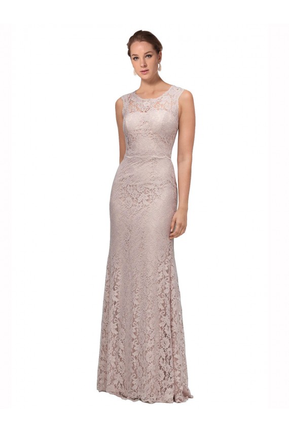 Sirène Illusion Scoop Dentelle Longue Robes demoiselle d'honneur / Robes de bal en Gros